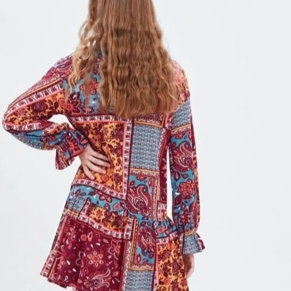 Zara Bohemian Drop Waist Paisley Print Dress size small - Picture 2 of 8